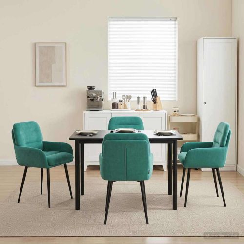Обедени столове 4 бр. Кадифе Тюркоаз 59 x 59,5 x 90 см