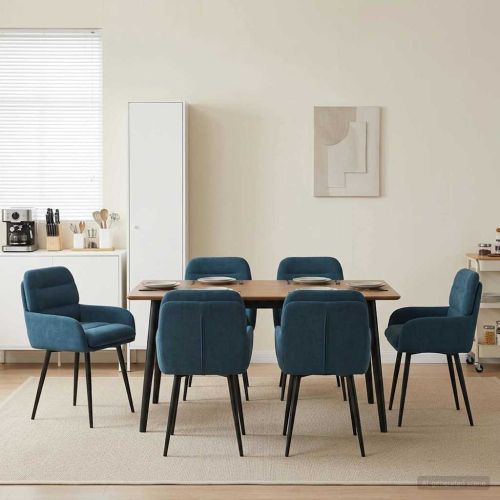 Обедени столове 6 бр. Кадифе Синьо 59 x 59,5 x 90 см