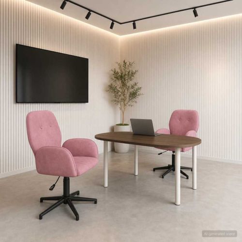 Въртящи се бюра столове 2 бр. 54 x 55 x 90 см Розово Кадифе