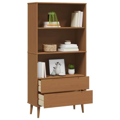 Библиотека MOLDE 85 x 35 x 170,5 см Масивна борова дървесина