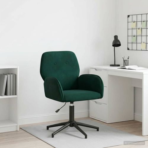 Завъртащ се офис стол 54 x 55 x 90 см Тъмнозелено Кадифе