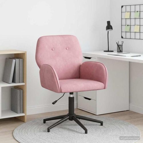Завъртащ се офис стол 54 x 55 x 90 см Розово Кадифе