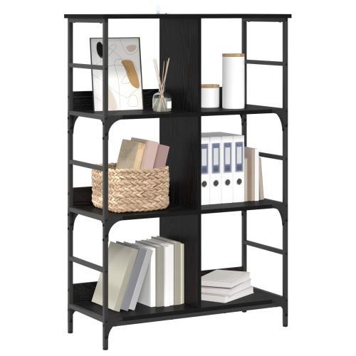 Рафт за книги Черен дъб 78,5 x 33 x 117,5 см метал PB