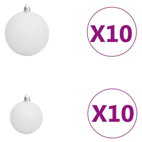 Изкуствена кавказка ела с LED и комплект топки зелена 210 см