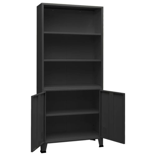 Индустриална етажерка за книги, антрацит, 80x32x180 см, стомана