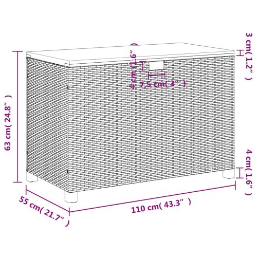 Градинска кутия за съхранение сив 110x55x63 см PE ратан акация