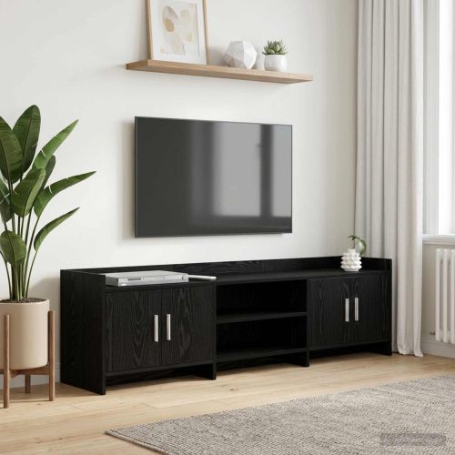 ТВ шкаф 168 x 33 x 47 см Черен дъб Инженерна дървесина
