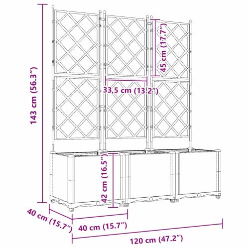 Градинска саксия 3 бр. Светлосиво 120 x 40 x 143 см ПП