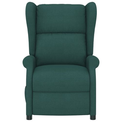 Wingback електрически реклайнер стол, тъмнозелена, текстил