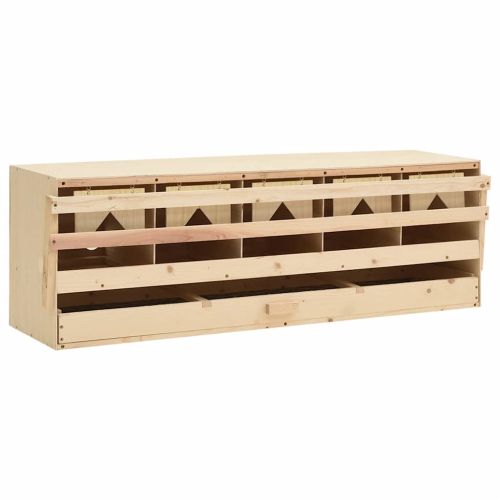 Пилешка гнездилка, 5 отделения, 117x33x38 см, бор масив