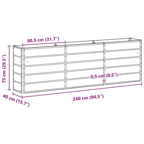 Кашпа Антрацит 240 x 40 x 75 см Стомана