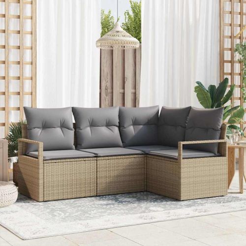 Комплект дивани 4 pcs Бежово полиратан