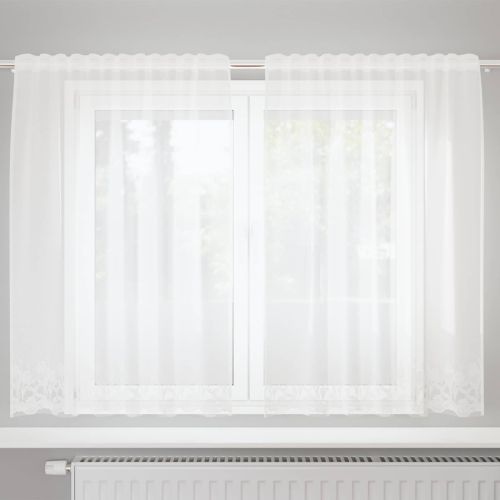 Перде от дантела С завеси Флорален Бяло 140 x 150 cm Полиестер