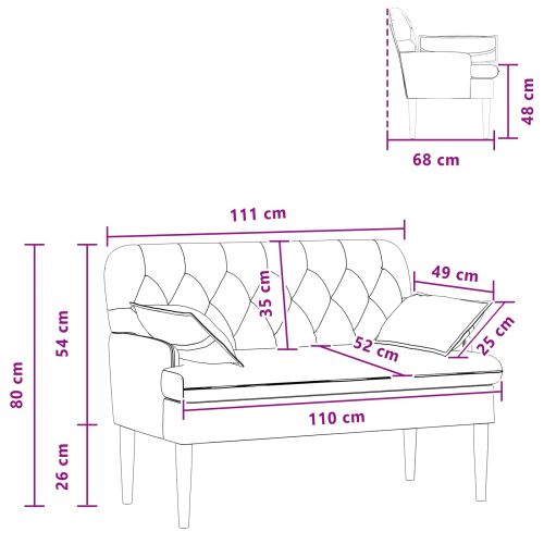 Двуместен диван с копчета Синьо 111 x 68 x 80 см Текстил