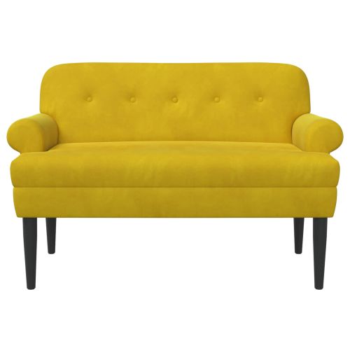 Двуместен диван с копчета Жълто 120 x 66 x 78 см Кадифе