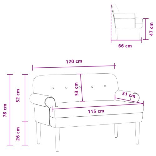 Двуместен диван с копчета Синьо 120 x 66 x 78 см Кадифе