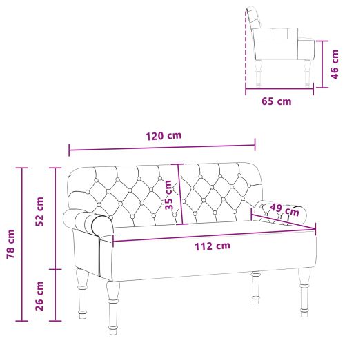 Двуместен диван с копчета Светлосиво 120 x 65 x 78 см