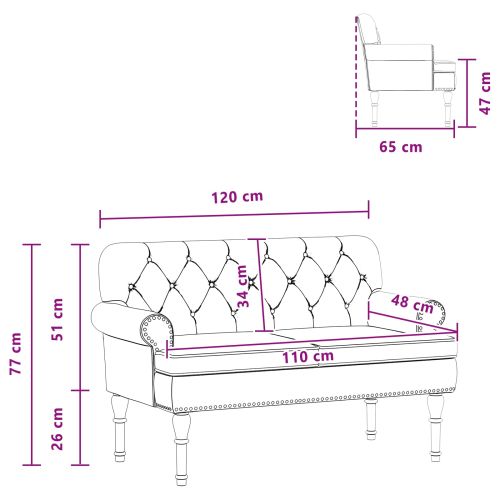 Двуместен диван с копчета Капучино 120 x 65 x 77 см Изкуствена