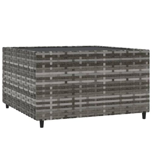 Квадратна градинска масичка за кафе сива 50x50x30 см полиратан