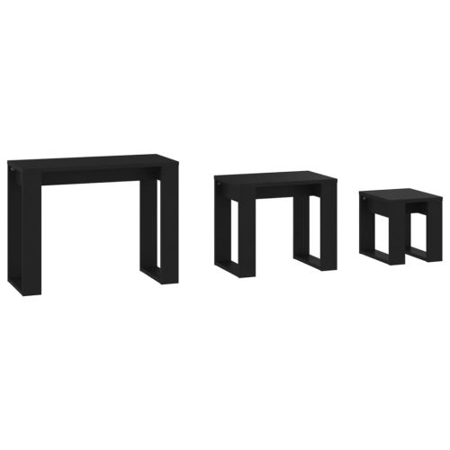 Стифиращи маси, 3 бр, черни, инженерно дърво