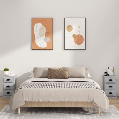Нощно шкафче, бетонно сиво, 39x39x67 см, инженерно дърво