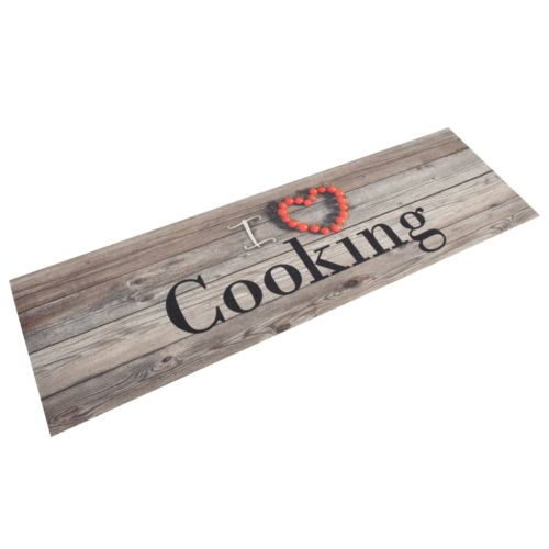 Кухненско килимче, миещо, Cooking, сиво, 45x150 см, кадифе