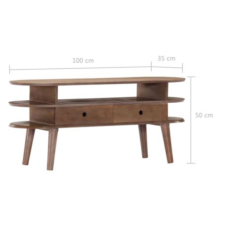 ТВ шкаф 110x35x50 см, масивна акациева дървесина
