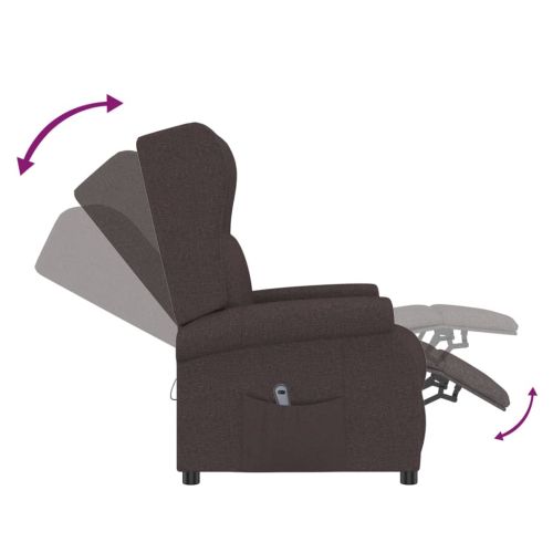Wingback електрически реклайнер стол, тъмнокафяв, текстил