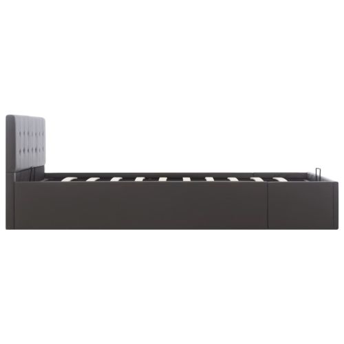Легло с повдигащ механизъм сиво изкуствена кожа 140x200 cм