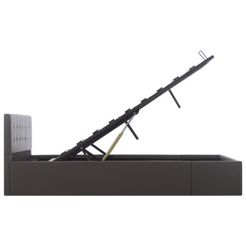 Легло с повдигащ механизъм сиво изкуствена кожа 140x200 cм