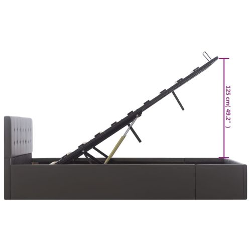 Легло с повдигащ механизъм сиво изкуствена кожа 140x200 cм