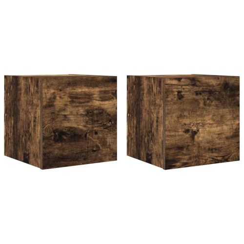 Стенни ТВ шкафове, 2 бр, опушен дъб, 30,5x30x30 см