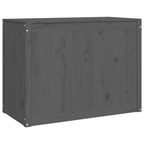 Кутия за пране, сива, 88,5x44x66 см, борово дърво масив