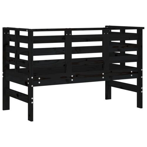 Градинска пейка, черна, 111,5x53x71 см, борово дърво масив