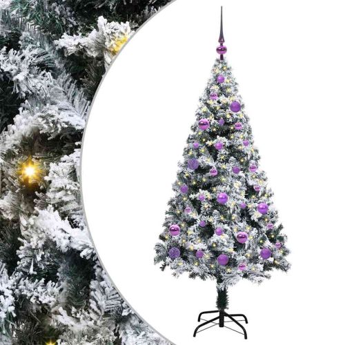 С изкуствено коледно дърво с 150 LED светодиода Бяло 150 cm