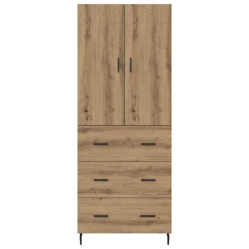 Висок шкаф 2 бр. Дъб 69,5 x 34 x 180 см Инженерна дървесина