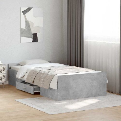 Леглово рамо с хранилище с чекмедже Бетонно сиво 80 x 200 cm