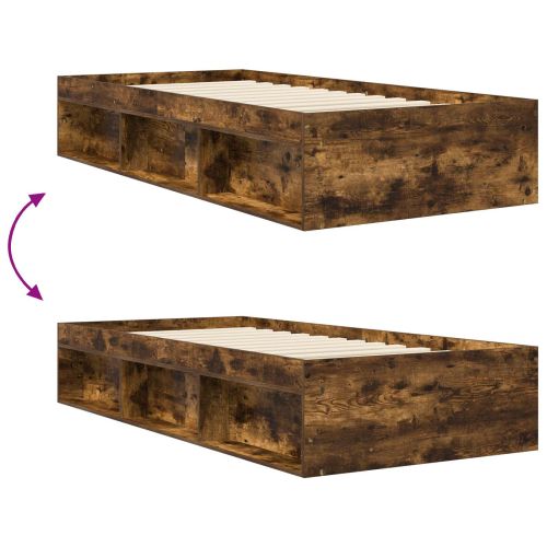 Леглово рамо с хранилище с рафт Опушен дъб 80 x 200 cm