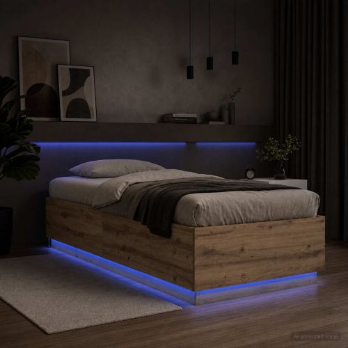Легло с LED Дъб артизан 80 x 200 cm Инженерна дървесина