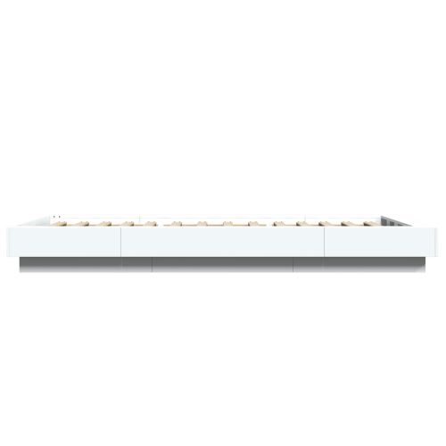 Легло с LED с LED ленти Бяло 80 x 200 cm Инженерна дървесина