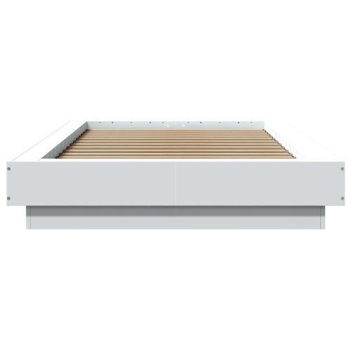 Легло с LED с LED ленти Бяло 80 x 200 cm Инженерна дървесина