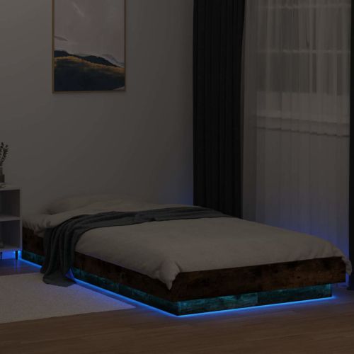 Легло с LED Опушен дъб 80 x 200 cm Инженерна дървесина