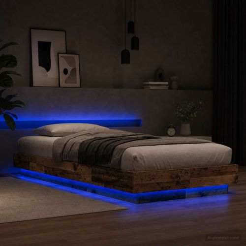 Легло с LED Старо дърво 80 x 200 cm Инженерна дървесина