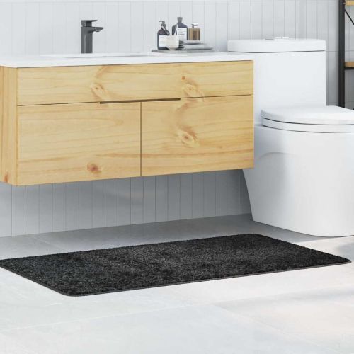 Килимче за баня с антихлъзгаща повърхност Тъмен сив 70 x 120 cm