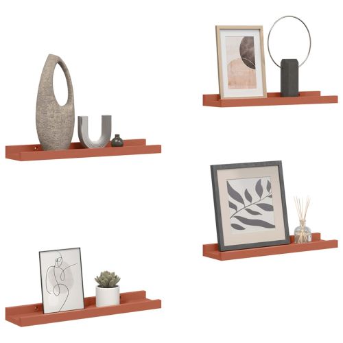 Стенен рафт Монтиране на стена 4 pcs Червено 40 x 9 x 3 cm
