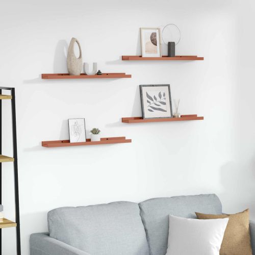 Стенен рафт Монтиране на стена 4 pcs Червено 60 x 9 x 3 cm