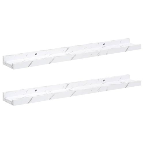 Стенен рафт Монтиране на стена 2 pcs Бял мрамор 60 x 9 x 3 cm