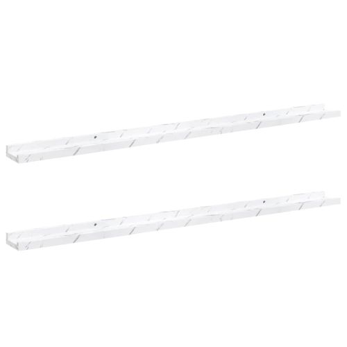 Стенен рафт Монтиране на стена 2 pcs Бял мрамор 115 x 9 x 3 cm
