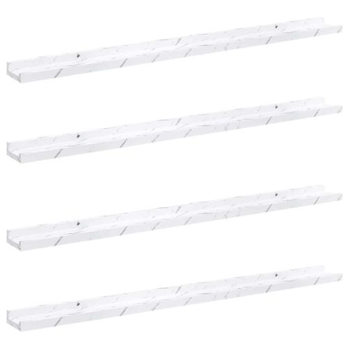 Стенен рафт Монтиране на стена 4 pcs Бял мрамор 100 x 9 x 3 cm