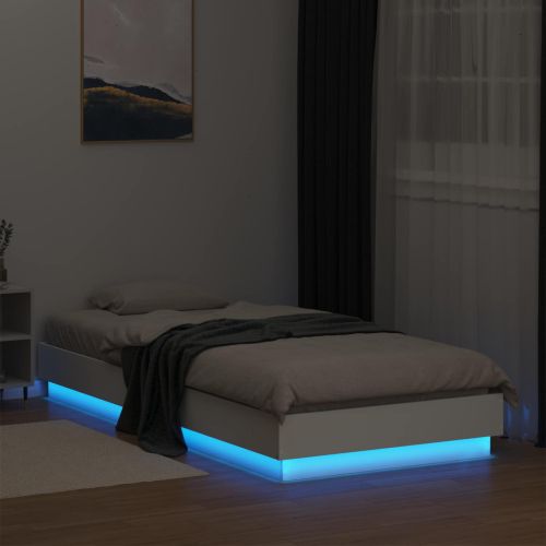 Легло с LED Бяло 80 x 200 cm Инженерна дървесина